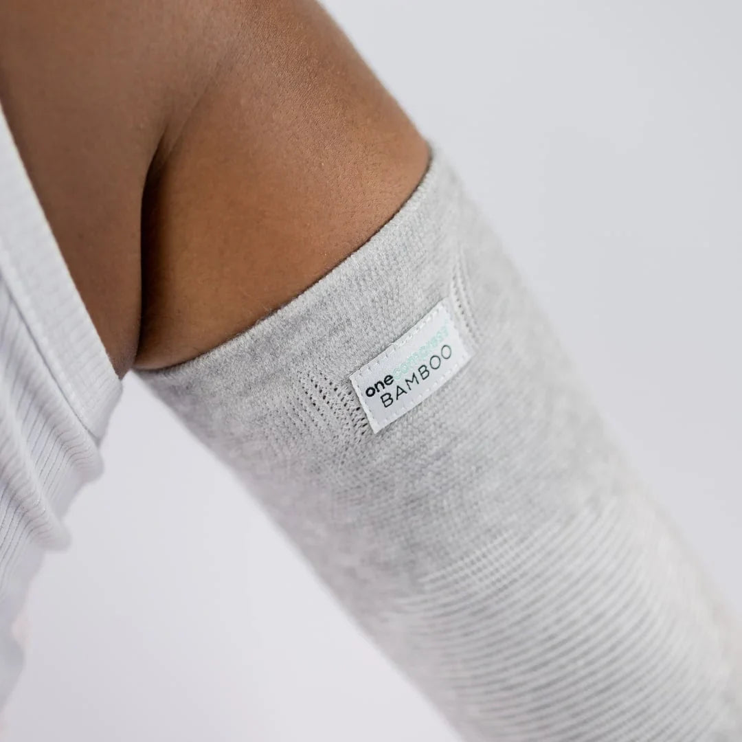 OneCompress™ Premium Bamboo Elbow Sleeve in Gray – lifestyle